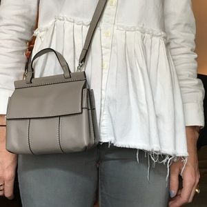 Tory Burch Mini Top Handle Block-T cross-body gray